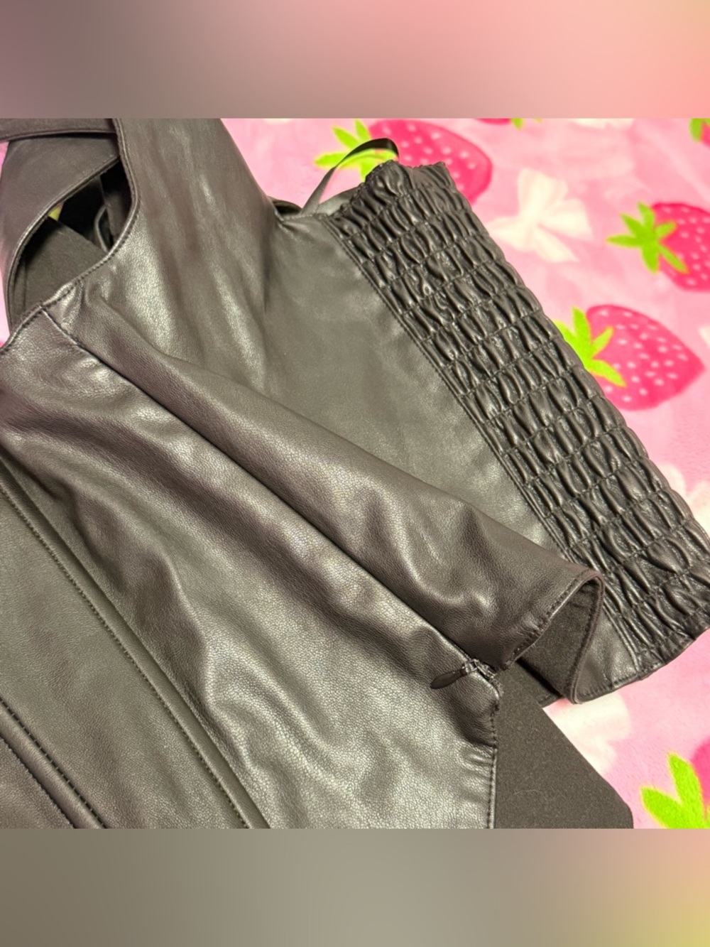 **7 For All Mankind Faux Leather Corset Tank Top Black Square Neck Size M** - Picture 6 of 6